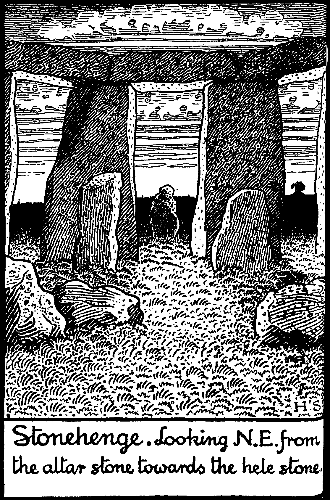 Stonehenge Looking NE from the Altar Stone toward the Hele Stone